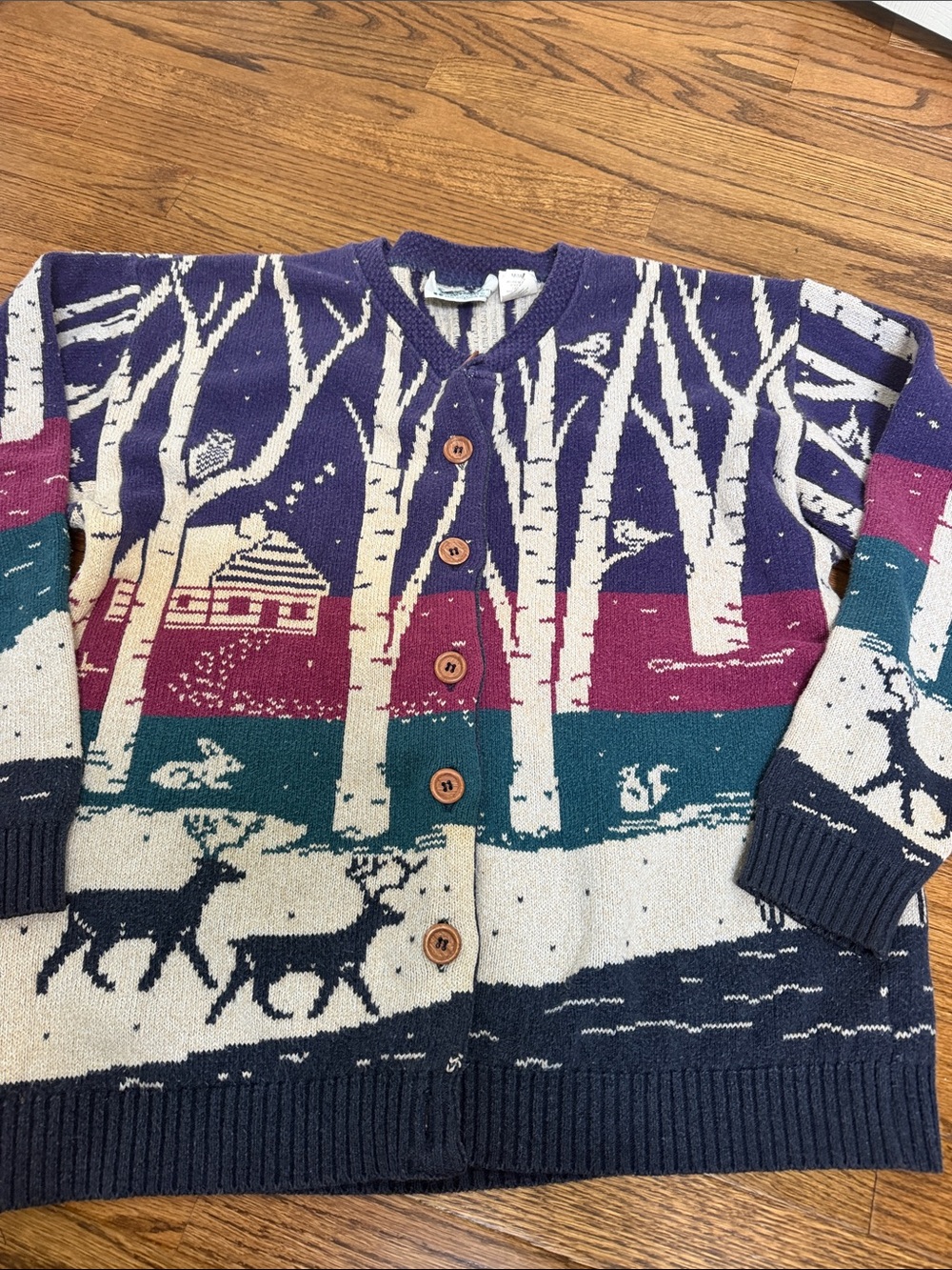 Vtg Grandmacore Cottagecore northern reflections cardigan double sided deer M